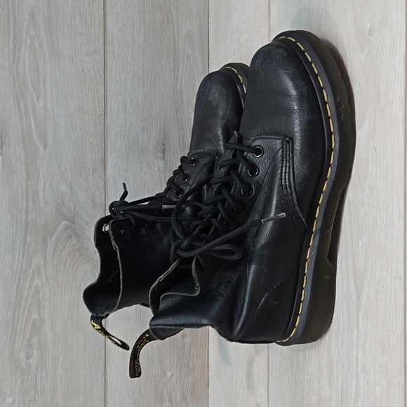 Dr.Martens Women 1460 Black Leather Motp High Top Lace-Up Boots Shoes Sz 8 - Picture 2 of 14